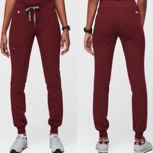 FIGS Zamora Jogger Scrub Pants Burgundy Maroon Large Petite